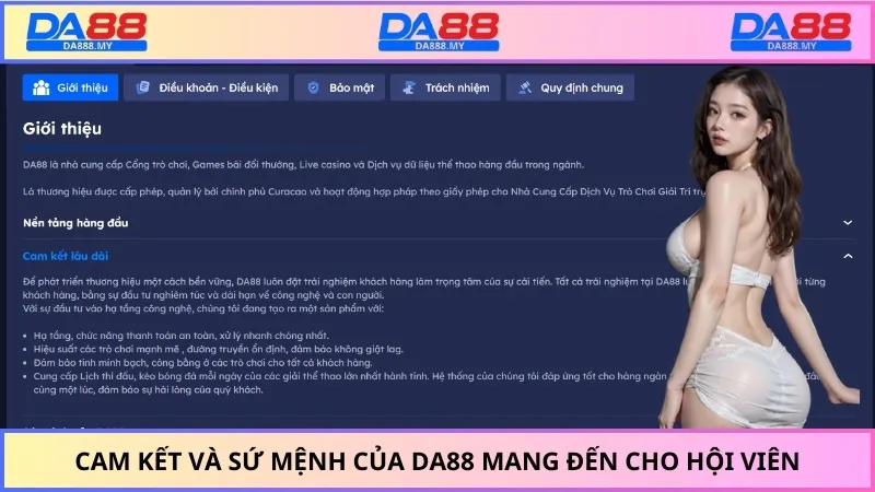 Cam kết và sứ mệnh của DA88 mang đến cho hội viên